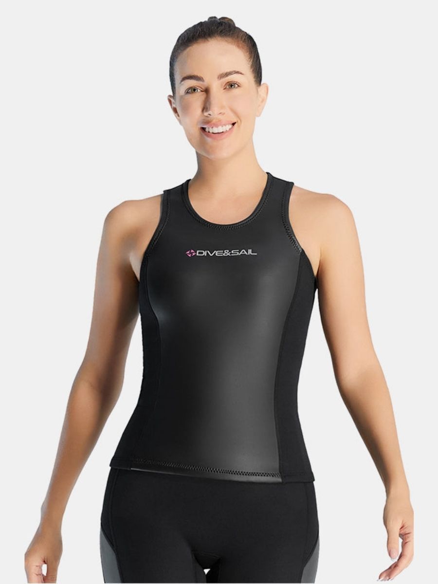 2mm Women's Smooth Leather Vest Split Sleeveless Wetsuit Top