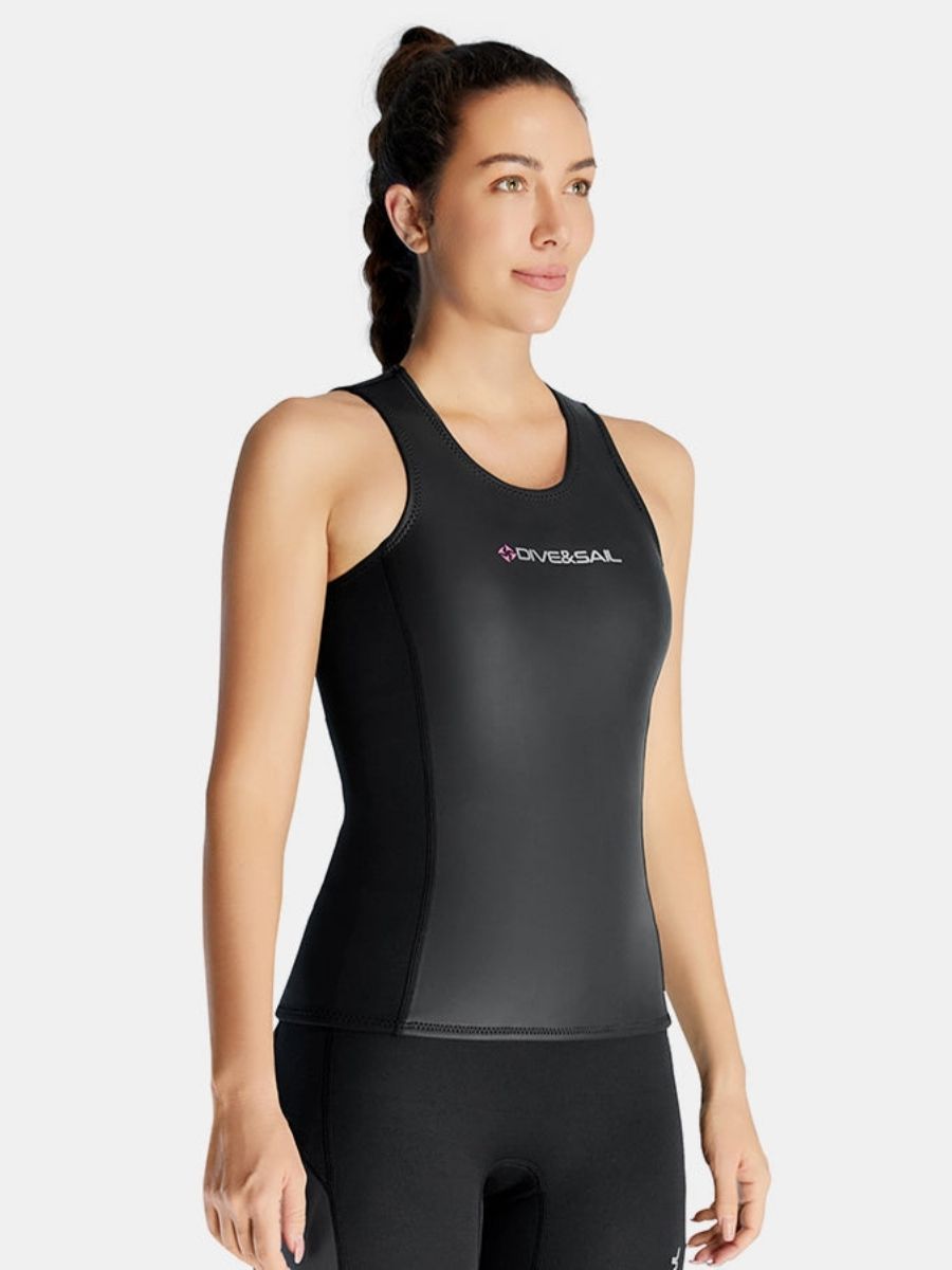 2mm Women's Smooth Leather Vest Split Sleeveless Wetsuit Top