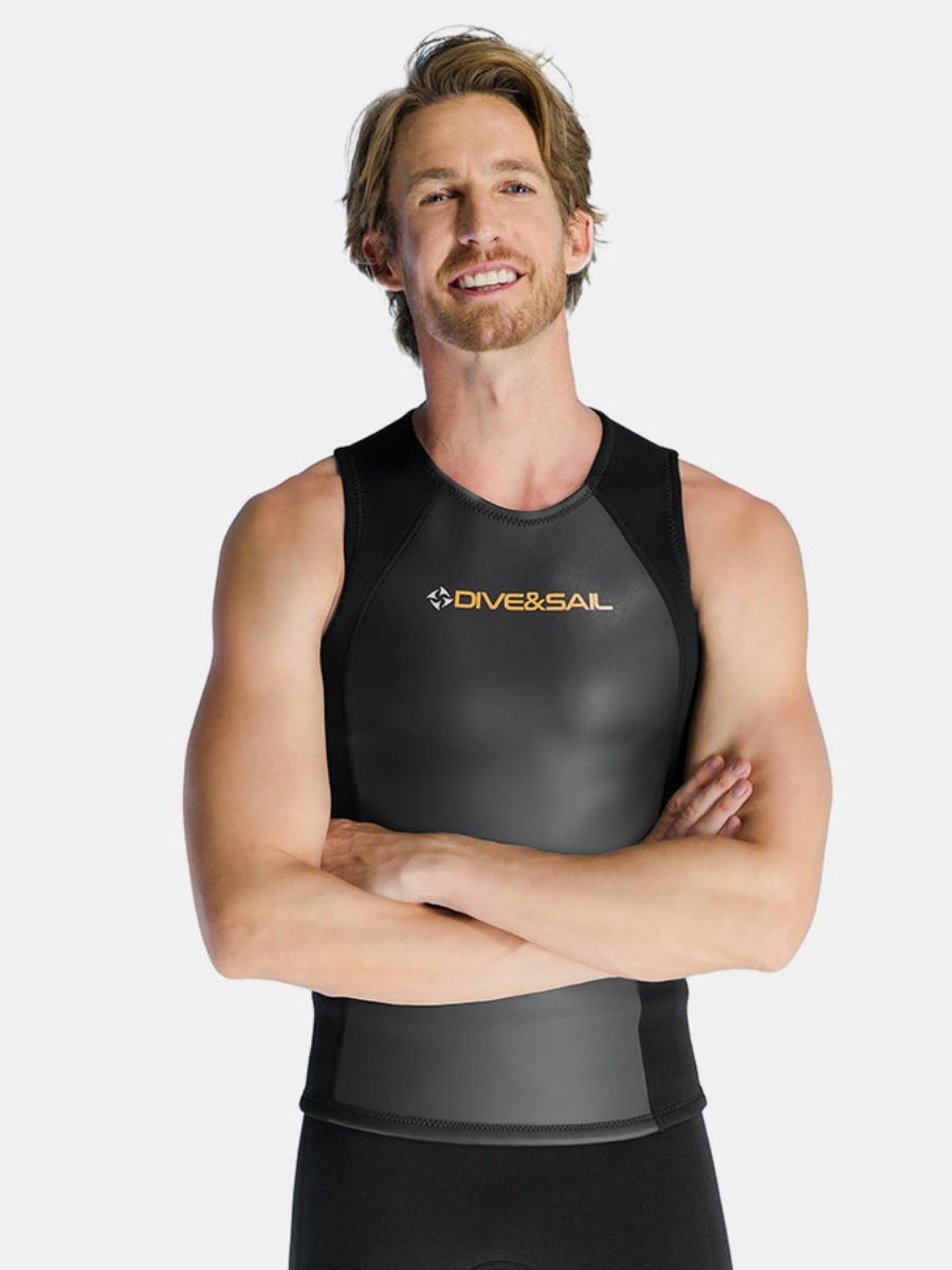 Men's Smooth Leather Vest 2MM Split Sleeveless Wetsuit Top