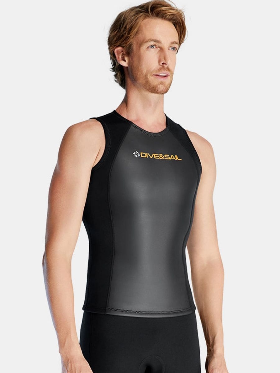 Men's Smooth Leather Vest 2MM Split Sleeveless Wetsuit Top