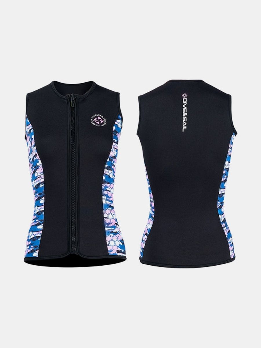 Women's Camouflage Warm And Protective Split 3mm Scuba Diving Vest