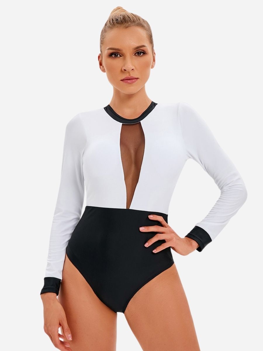 Contrast Color Mesh Long Sleeve UPF50+ Rash Guard