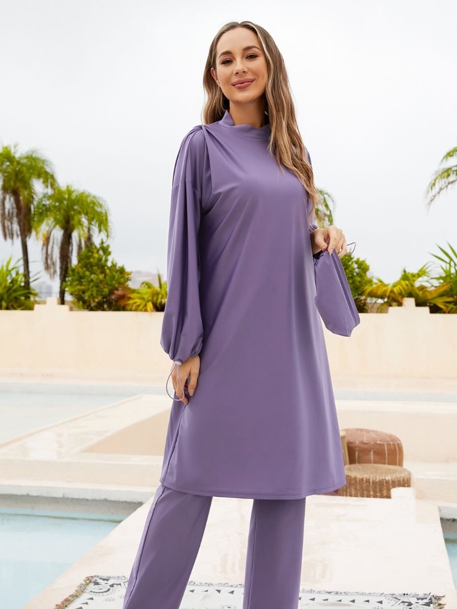 Womens Muslims Swimsuits 3 Pieces Full Cover Burkinis Modest Swimwear Rash Guard