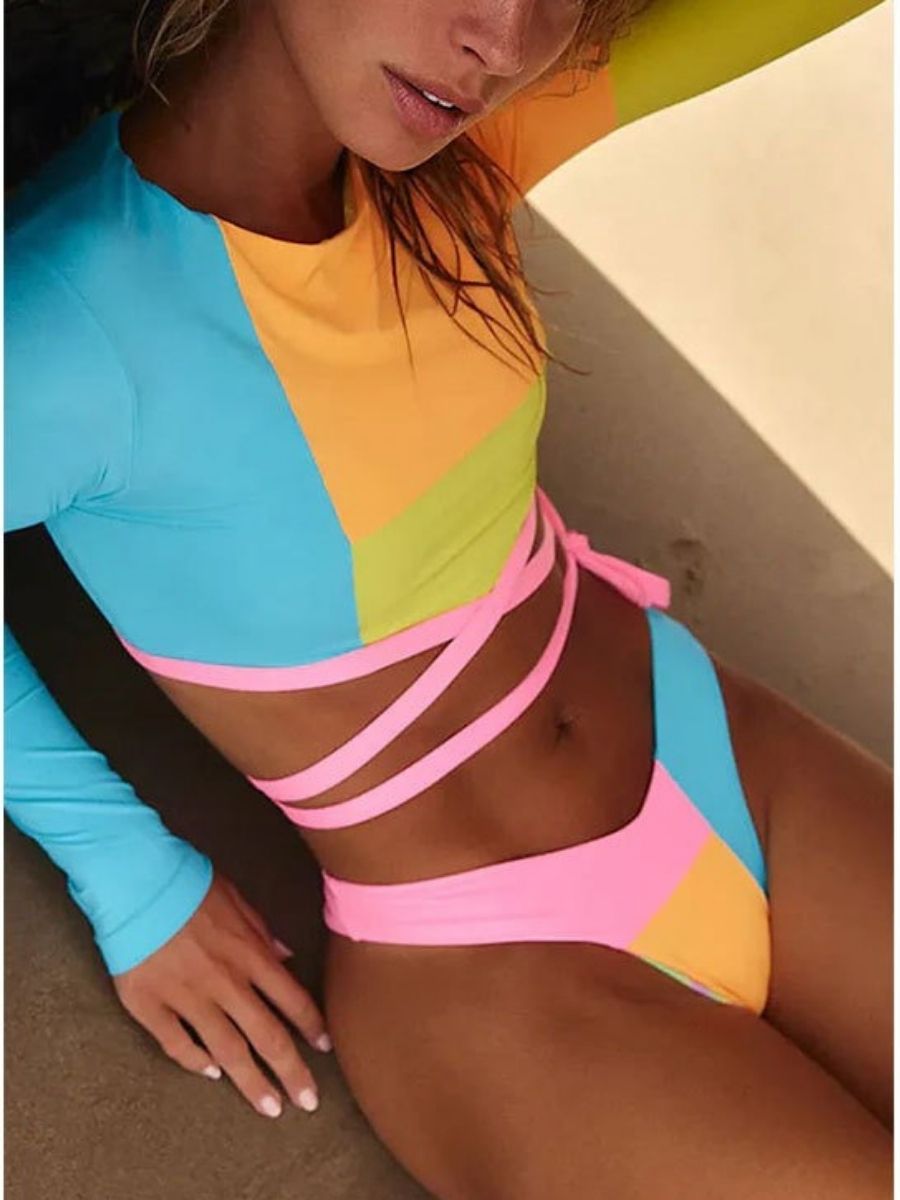 Martina Strappy Long Sleeve Two Pieces Swimsuit UPF50+ Rash Guard