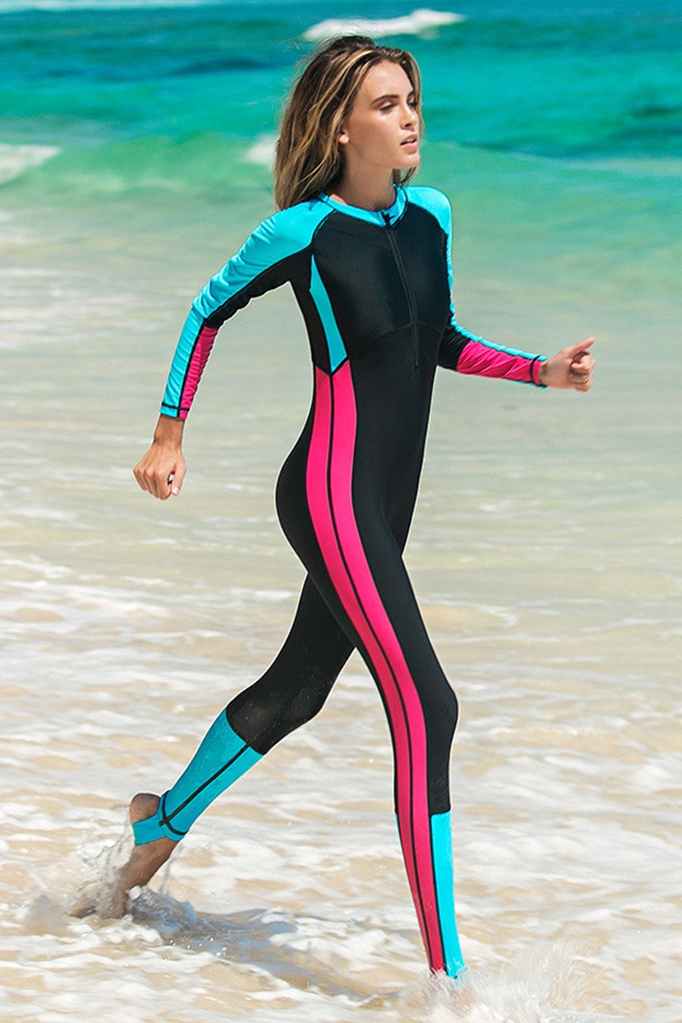 Half-Zipper Onepiece Colorblock Wetsuit-| Fashion Outdoor Clothing
